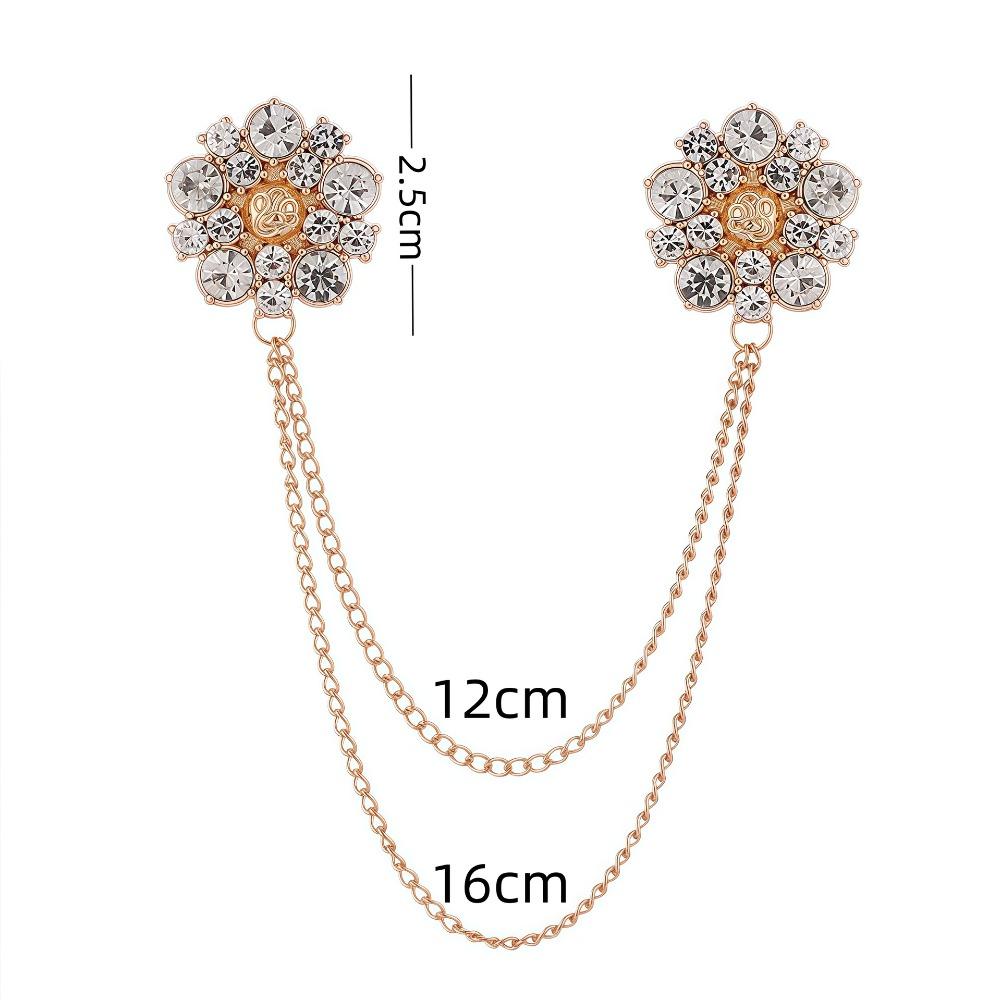 High Quality Rhinestone Flower Brooch Korean Tassel Chain Suit Collar Pins Corsage Fashion Wedding Party Jewelry Accessory