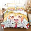 Miss Kobayashi's Drachenmädchen Bettwäsche-Set Anime 3-teiliger Bettbezug Kawaii Mädchen Erwachsene Kinder Schlafzimmer