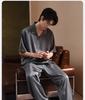 Xuan Liang Men's Sleepwear Summer Thin Ice Silk Short-sleeved Pants High-end Light Luxury Imitation Silk Home Furnishing Set