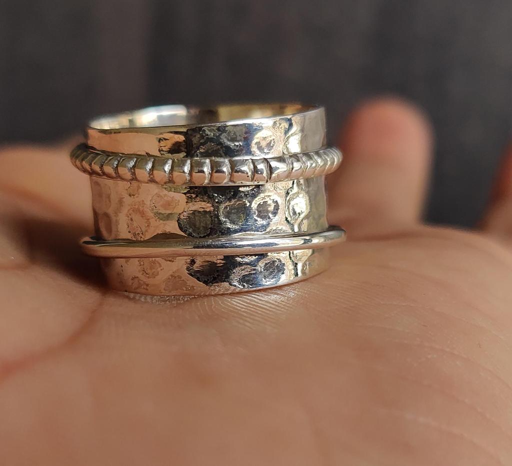 Hammered Spinner Ring, 925 Solid Silver, Thumb Spinning Ring, Meditation Ring, Women Gift for her, Mothers Day Gift