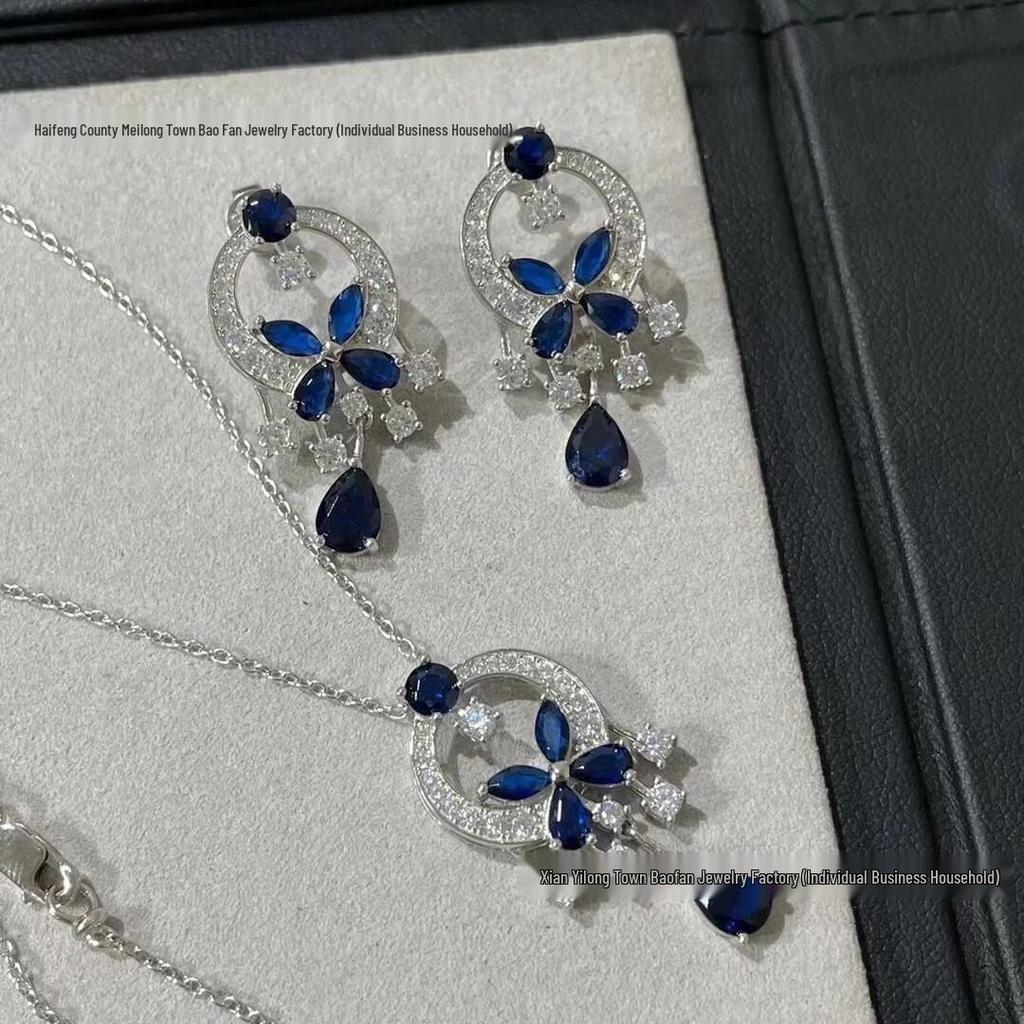European and American Tassel Diamond Butterfly Teardrop Pendant Necklace - Women's Luxury High-End Clavicle Jewelry