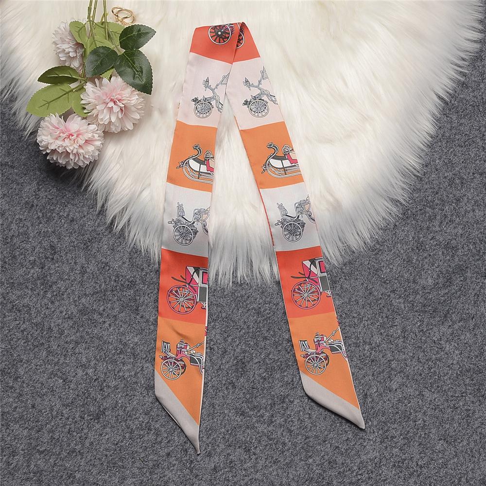 New Plaid Carriage Bag Scarf Design Women Luxury Silk Scarf Fashion Headwear Skinny Hair Scarves Neckerchief
