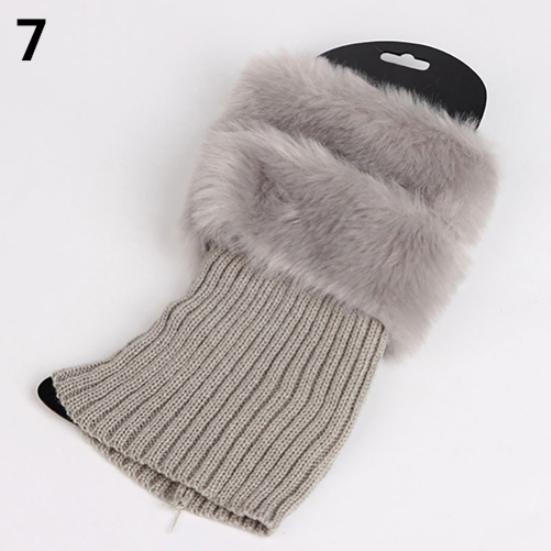 Puños de botas con canalé peludo para mujer, calentadores de piernas, moda de otoño e invierno