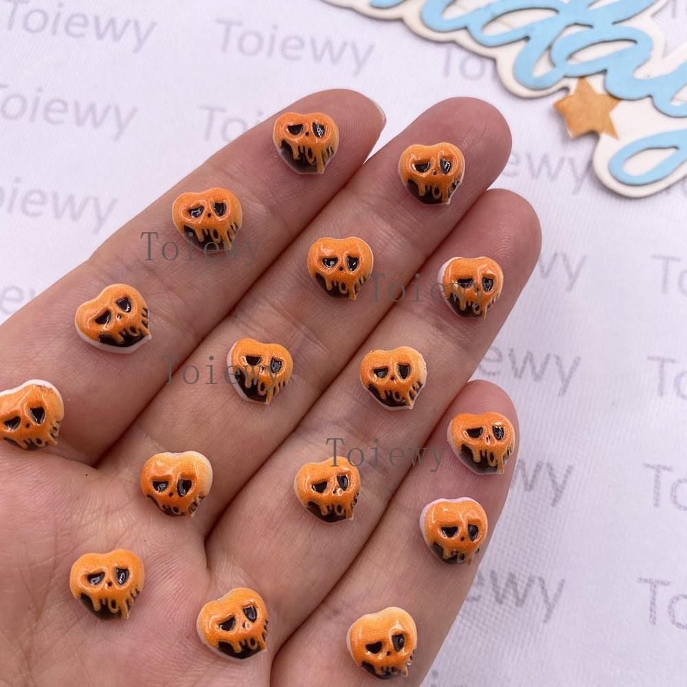 50pcs Resin Painted Halloween Decor Mini Colorful Skull Art Nail Flatback Rhinestone Applique DIY Wedding Scrapbook Decor Crafts