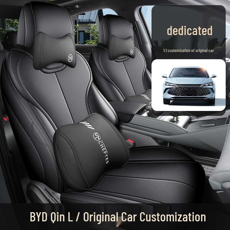 BYD Qin L D-MI Special Perforated Leather Full Surround Seat Cover - Breathable, All-Season Universal Cushion.