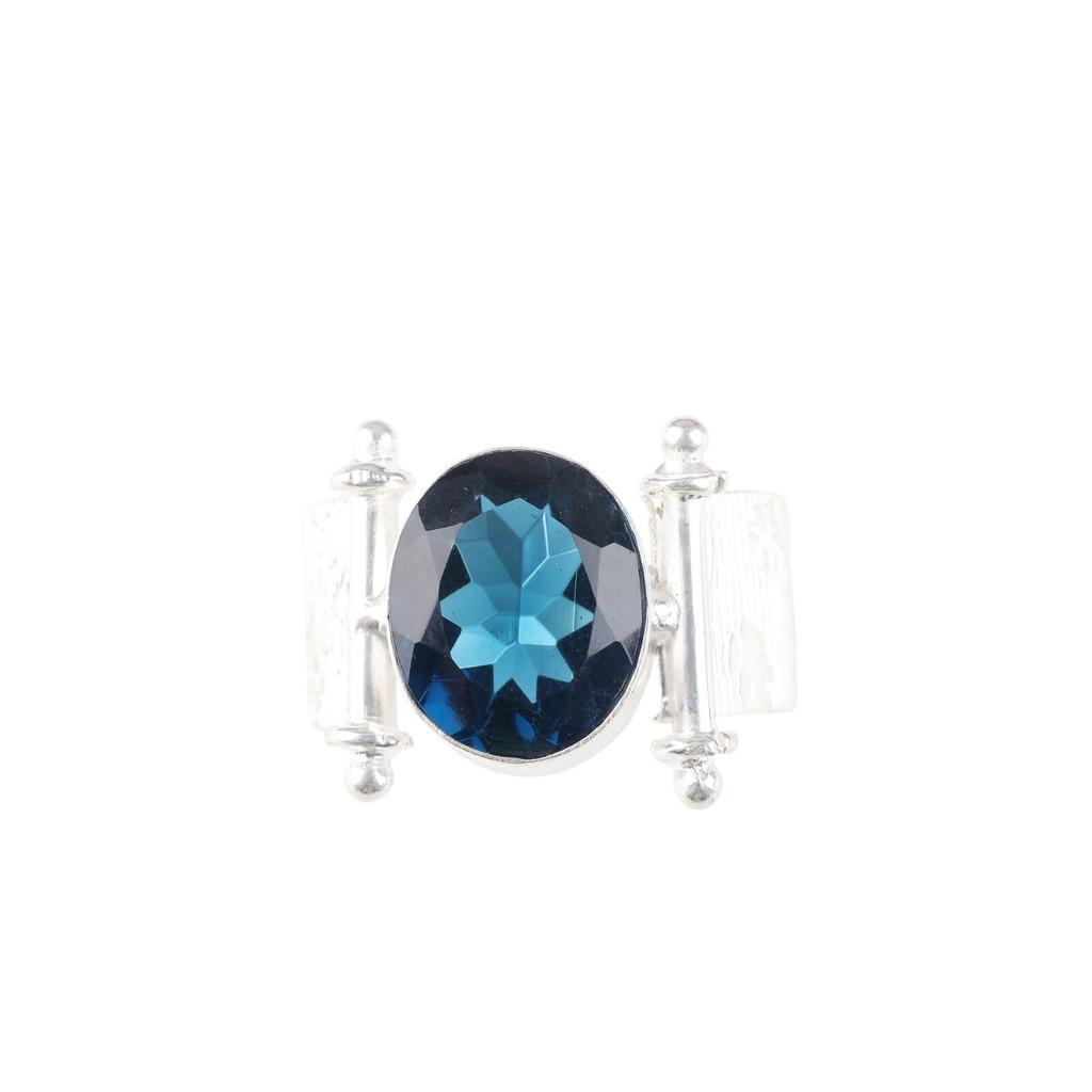 Natural London Blue Topaz Gemstone 925 Sterling Silver Jewelry Handcrafted Ring RR-22-10