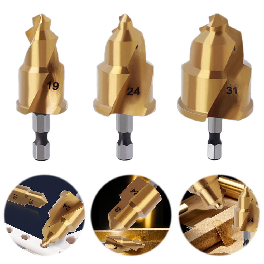 Expansion Repair Drill Bit Full Open Process Lifting Stepped Drill Replacement Hexagon Shank Water Pipe Connection Tool