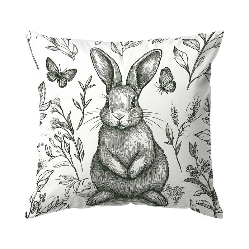1 Pc Easter Day Cushion Cover Retro Bunny Pillow Cover Easter Rabbit Pillowcase Home Decorative Throw Pillow Case 45X45Cm