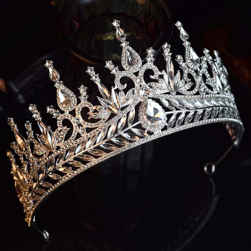 European and American High End Semi Round Crowns Bride's Headwear Crystal Birthday Crowns Dinner Studio Hair Crowns and Fashion Show Accessories