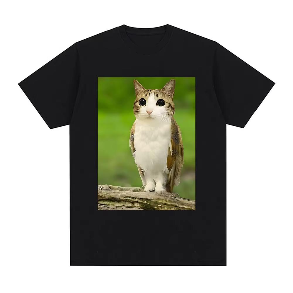 Cat Owl Funny Meowl Meme Brainrot T-shirts Men's Women Clothing Fashion Harajuku Short Sleeves T-shirt Cotton Oversized T Shirts