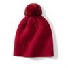 Women's 100% Pure Cashmere Pom-Pom Hat - Thick, Retro, Versatile Cable Knit with Ear Protection.