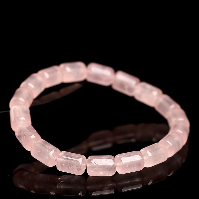 Hongchu Crystal Natural Grapefruit Agate Barrel Bead Bracelet Ice-Grapefruit Ma Pink Barrel Bead Bracelet