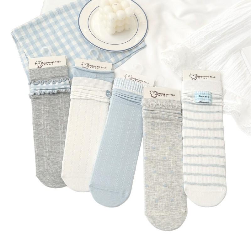 Japanese Style Ultra-Thin Heart Mesh Lolita Lace Cotton Socks for Girls