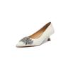 Moda Nuove Scarpe da Donna in Vera Pelle Primavera/Autunno Scarpe a Punta per Donna Mocassini alla Moda con Strass Décolleté da Donna a Bocca Bassa