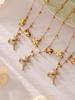 18k Gold Plated Stainless Steel Zirconia Flower Necklace & Bracelet Set with Natural Stone Beads - Light Luxury Jewelry.