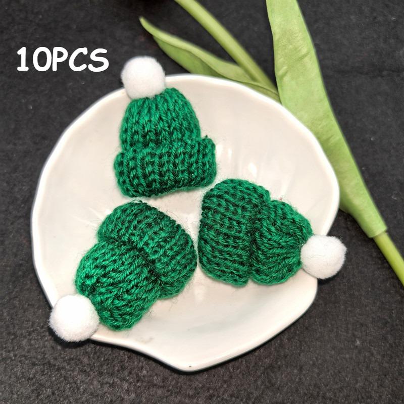 

10pcs Mini Christmas Hat Pompoms - For DIY Crafts, Christmas Tree Decorations, and Holiday Ornaments, Festive Craft Decor