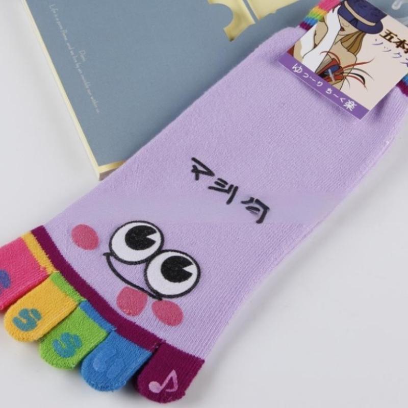 Cute Casual Five-Toed Crew Finger Show Funny Short Cartoon Cotton Socks Breathable Sweat Novelty Toe Socks  High Quality