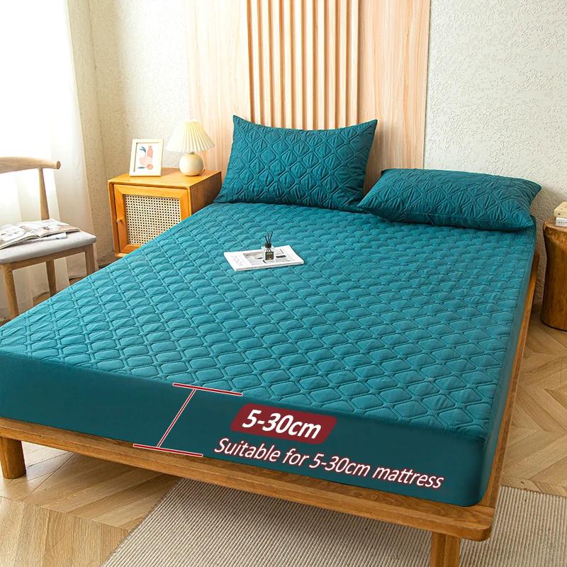 Waterproof Mattress Cover Bed Protector Case with Elastic Band Mattress Cover Fitted Sheet Soft Breathable King Mattress Cover Protector