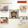 2D Cute Bear Pillows With Hats For Home Decor Pattern Cushion Cover Suitable For Sofa Bedroom Car Pillow Cover