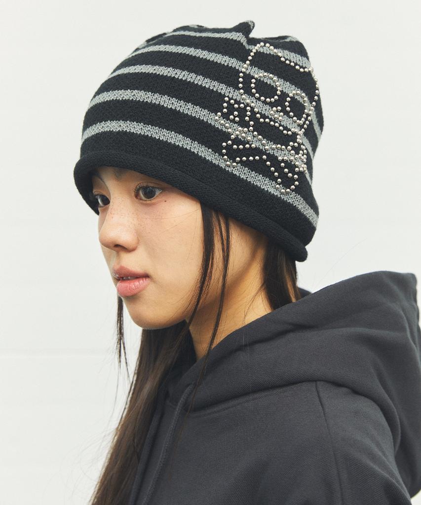 CAVISH Skull Cat Striped Beanie Black(Cv2Ffuab32A)