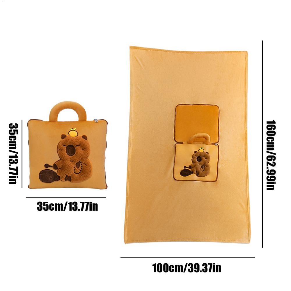 

Travel Blanket and Pillow 2 in 1 Capybara Pillow Travel Blanket Airplane Compact Head Support Sleeping Mat for Kids Adults