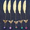 Retro Vintage Bookmark Design of Feather + Butterfly Metal Bookmarks Promotional Gift