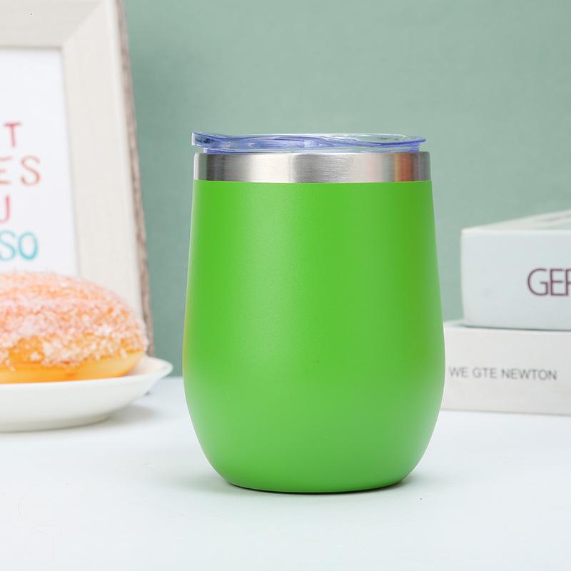 U-shaped 12oz Christmas Insulated Eggshell Wine Cup, Red