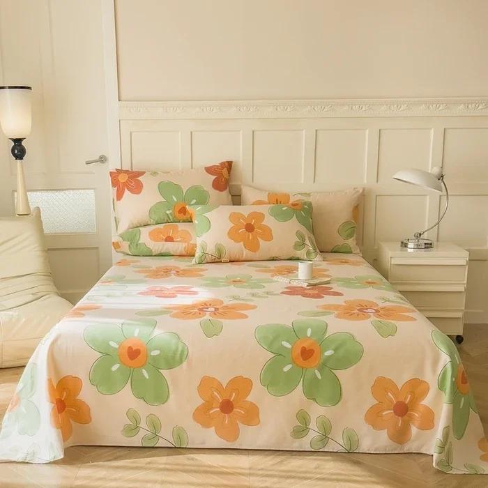 Creative Ethnic Flower Bed Sheet Set 3Pcs Cotton Thickened Bed Sheets Pillowcases Luxury Nordic Queen King Size Bedding Set