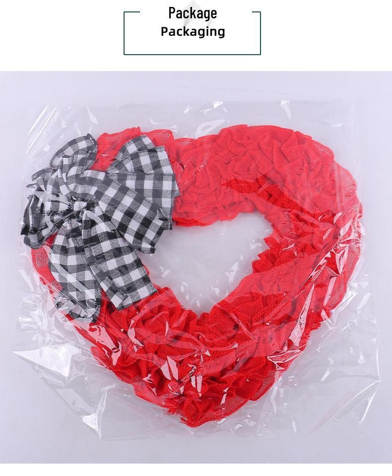 Red Roses Heart-Shaped Mother's Day Wreath - Fabric Door Decoration for Spring Festivities