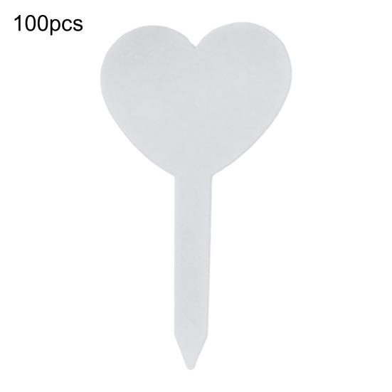 100Pcs Heart Shape Plant Tags Waterproof Gardening Labels Reusable Plastic Plant Markers for Plant Pots Flower Beds Herb Gardens