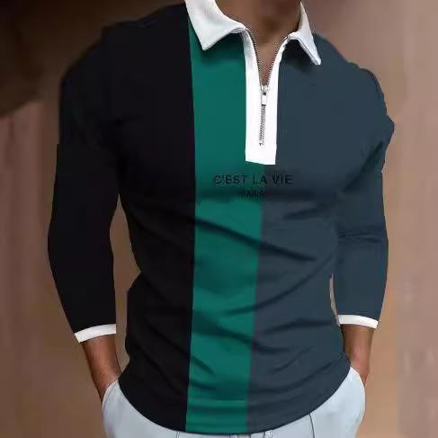 Stylish Long Sleeve Polo Shirt with Leopard Print Graphic, Trendy Casual Wear