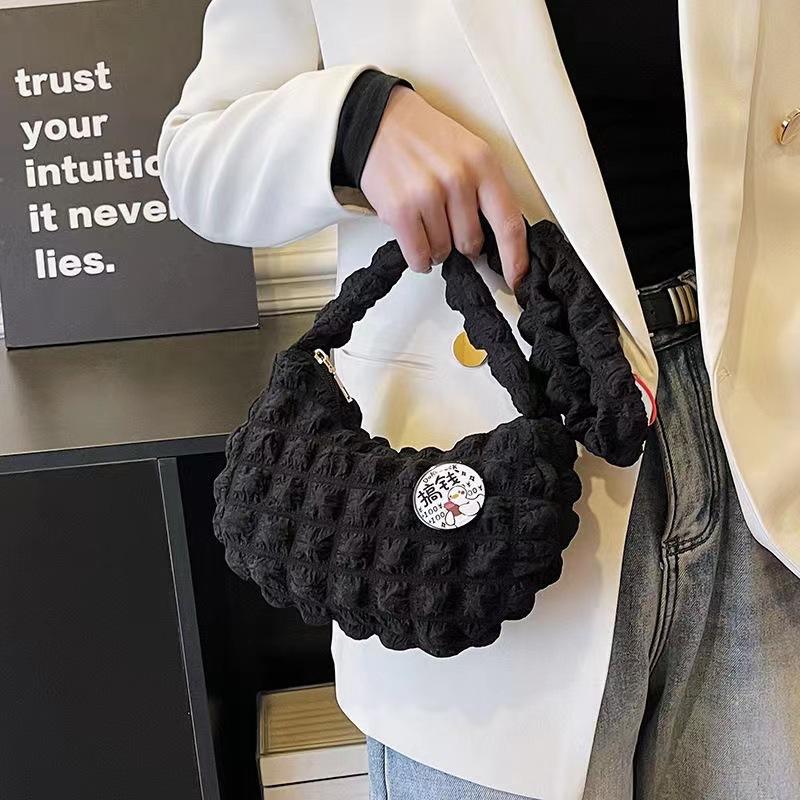 Popular Cloud Bag Fashion Versatile Shoulder Bag Women's Solid Color Portable Underarm Bag Folded Bubble Women's Bag