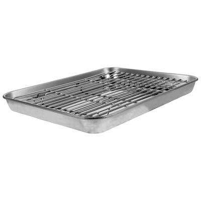 FRCOLOR Stainless Steel Baking Tray Set, 26.5 X 20.5 X 2.5 Cm, Dishwasher Safe, with Frying Drainer, Grilling Rack, Removable Rack, Oven Safe,