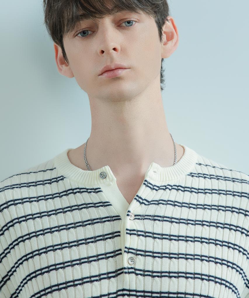 LOGSTORE Dant Henley Neck Short Sleeve Knit