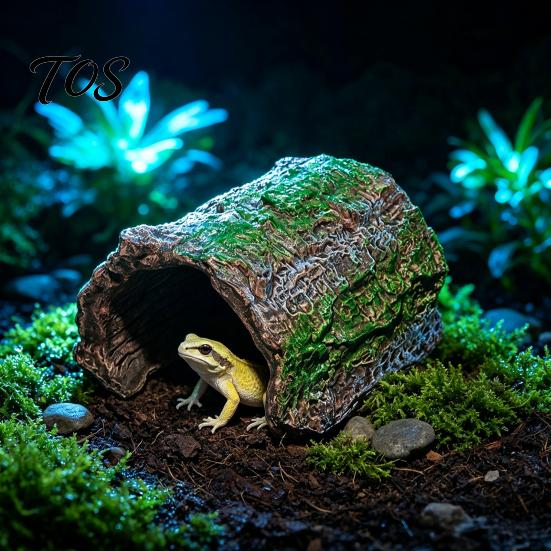 Reptile Supplies for Tanks Hideout Cave, Tree Trunk Gecko Lizard Realistic Arched Habitat Decoration Bark Hideaway Spiders Tortoises Tank Terrarium