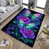 Customizable3D Luxury Dream Butterfly Flower Non-Slip Carpet for Home Living Room Bedroom Sofa Washable Kid Play Area Rug Decor