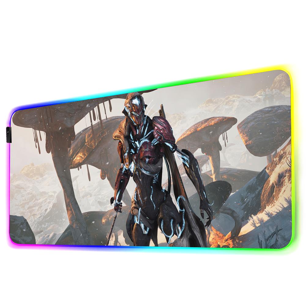 Spiel Warframe Mauspads RGB Gaming-Mauspad Großes LED-Pad PC-Schreibtischmatte Leuchtendes Mauspads Große Tastaturmatten Tischteppich Mit
