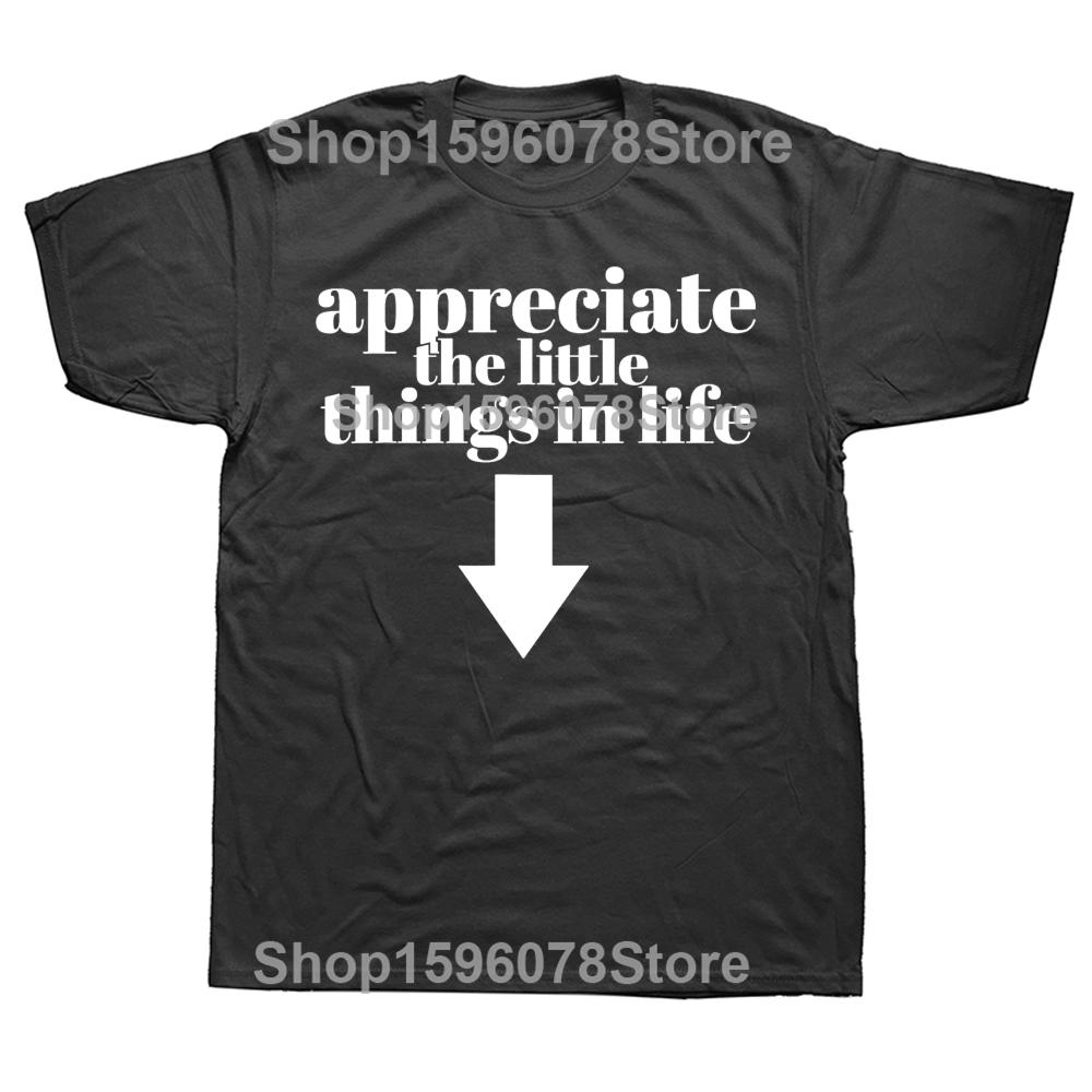 Appreciate The Little Things In Life Arrow Funny Adult Joke Graphic T-shirts Men Tshirt 100% Cotton Loose Oversized T Shirt
