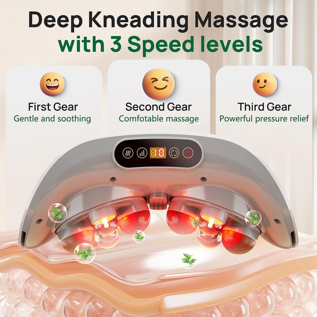 Cordless Stomach Massager, Abdominal Bian Stone Massage Machine with Heating Function, for Constipation, Belly Discomfort, Gifts