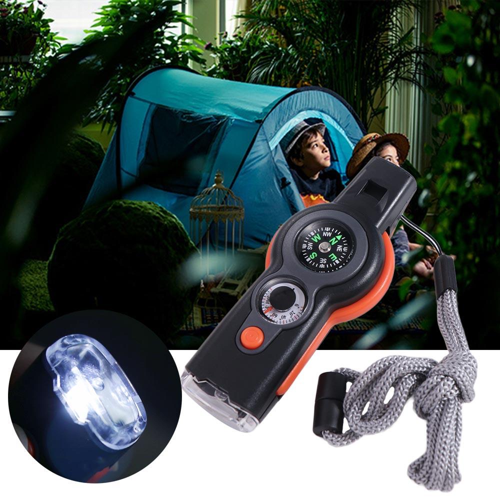 

Thermometer Emergency Whistle Compass 7 in 1 Whistle Survival Whistle Outdoor Tools чорний