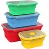 Vremi Silicone Food Storage Containers with BPA Free Airtight Plastic Lids - Set of 4 Small and Large Collapsible Meal Prep Container for Kitchen or K