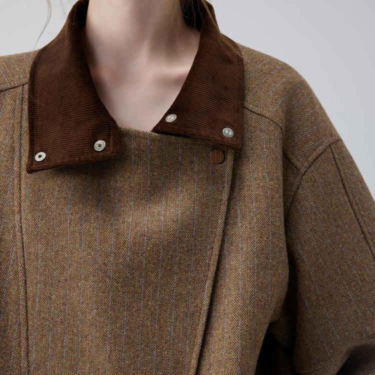 ELLE Retro Barn Style Patchwork Corduroy Oversized Fashion Design Wool Casual Loose Versatile Comfortable Long Sleeve Cardigan Jacket EF52823
