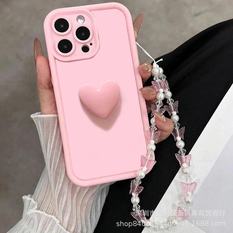Three-dimensional Love Lanyard Is Suitable for Apple 16promax Mobile Phone Case 15plus14 Tianyan Ladder 13 Explosion 12