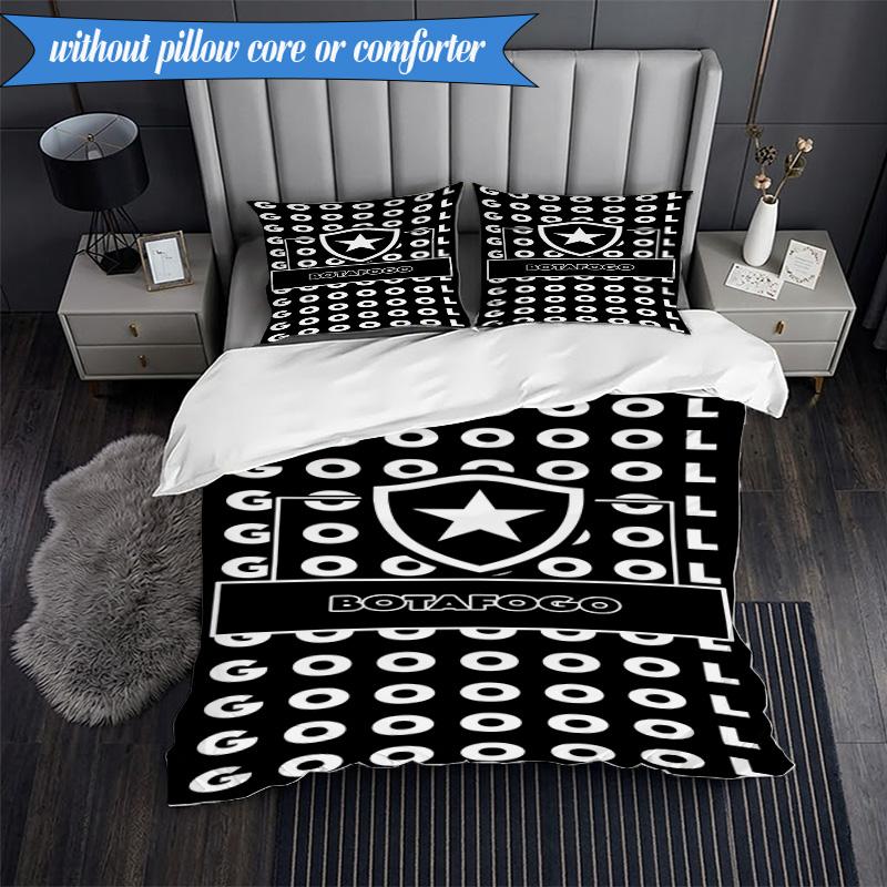 3PCS Botafogo De Futebol E Regatas Printed Soft Bedding Set,Including 1pc Duvet Cover And 2pcs Pillowcases Perfect for Bedroom, Dormitory, Fan Gift