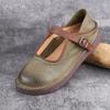 Retro Women's Shoes with Soft Soles and Soft Tops Casual Single Shoes with Comfortable Buckles and Cowhide Mom Shoes