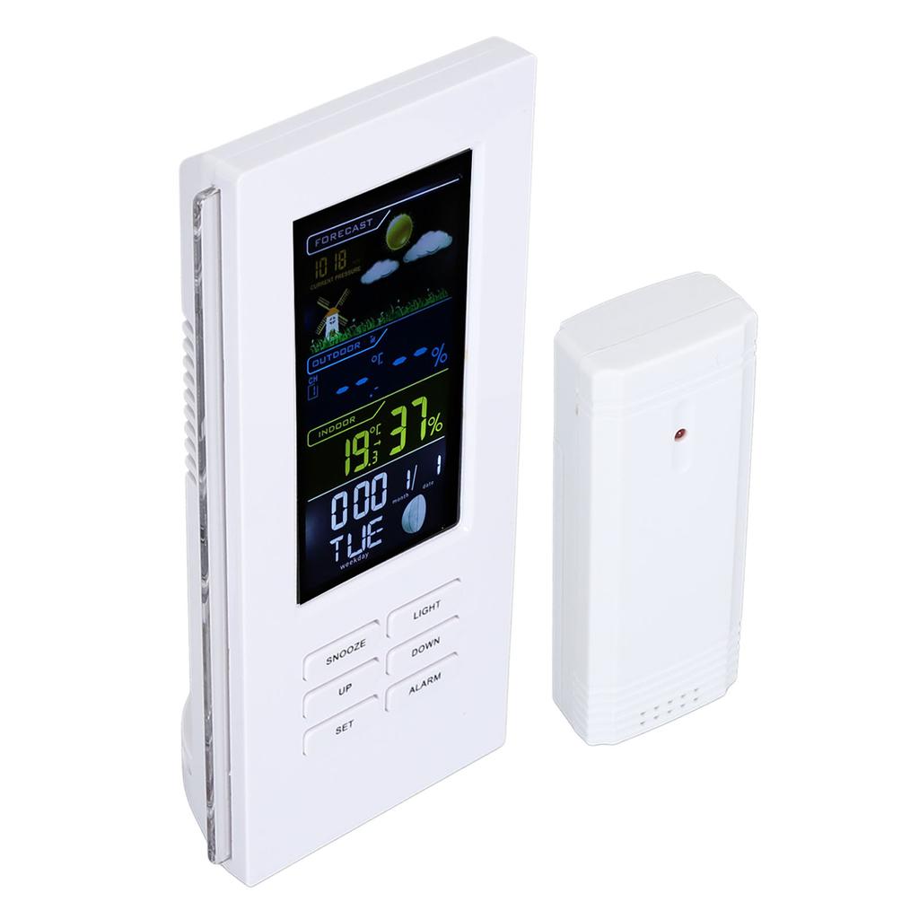 Wireless Weather Forecast Station Indoor Outdoor Thermometer Hygrometer Color Display Digital Temperature Humidity Monitor Alarm Clock Backlight