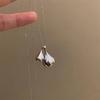 Elegent Double Water Droplet Necklace Long Chain Pendants Necklace for Women  Sweater Chain