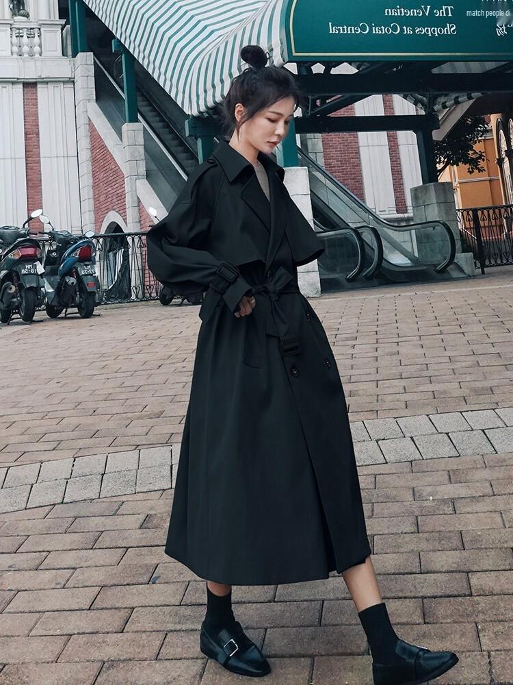 Women's Mid-Length Trench Coat: 2023 Korean High-End Casual Loose British Style Autumn Outerwear