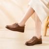 "2025 Winter Genuine Leather Non-Slip Fur-Lined Flat Shoes for Middle-Aged and Elderly"