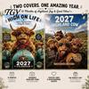 Nástěnný kalendář 2027 s kravami z Highlands Vtipný kalendář, Roztomilé hospodářské zvíře 12měsíční Akademický Skotský Závěsný plánovač pro Rustikální bytový dekor Dárek Milovníci